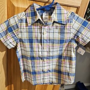 2/$10 - Carter's Multicolor Plaid Button-Down Shirt 12m